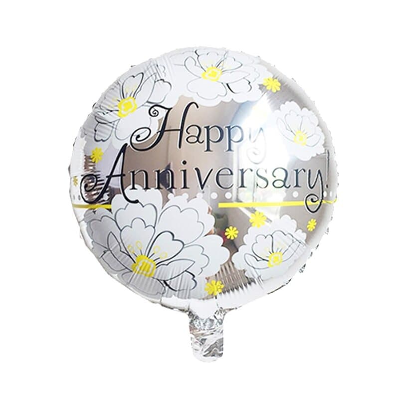 SILVER HAPPY ANNIVERSARY ROUND FOIL